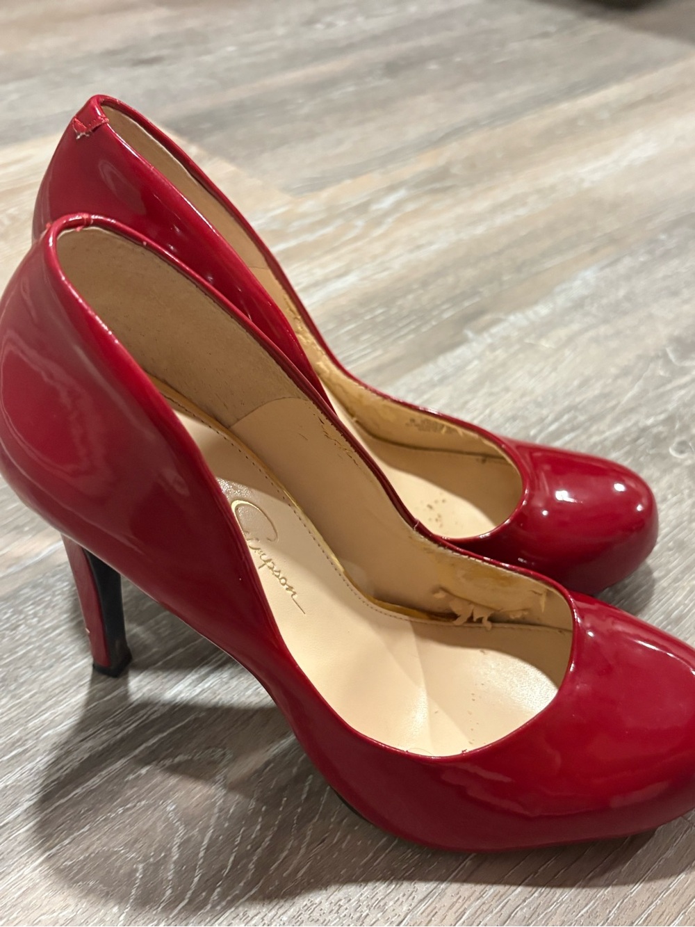 Jessica Simpson Women's Red Patent Platform Pumps size 8